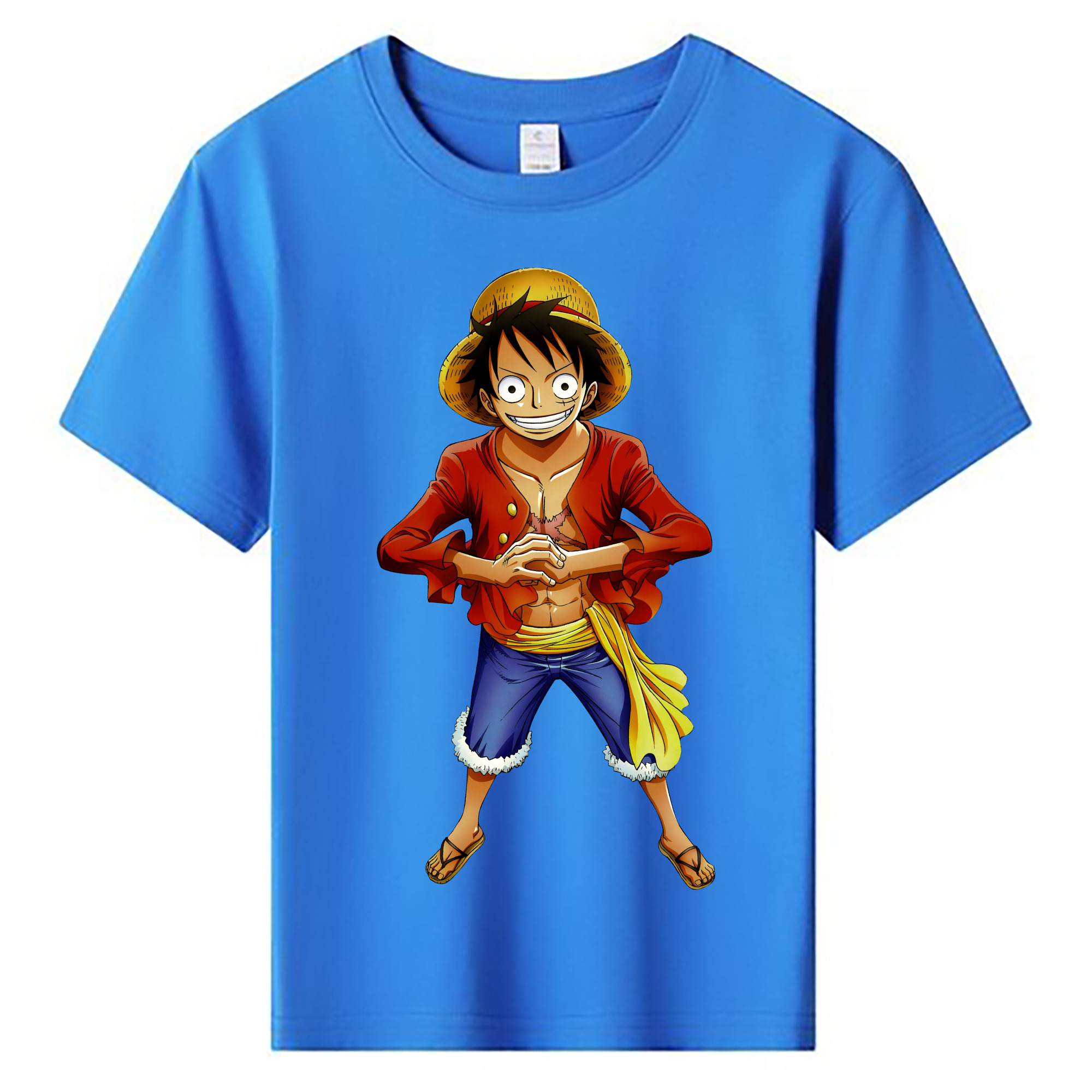 ワンピース モンキー・D・ルフィ ONE PIECE Monkey D. Luffy 綿100％キッズTシャツ（フロントプリント）